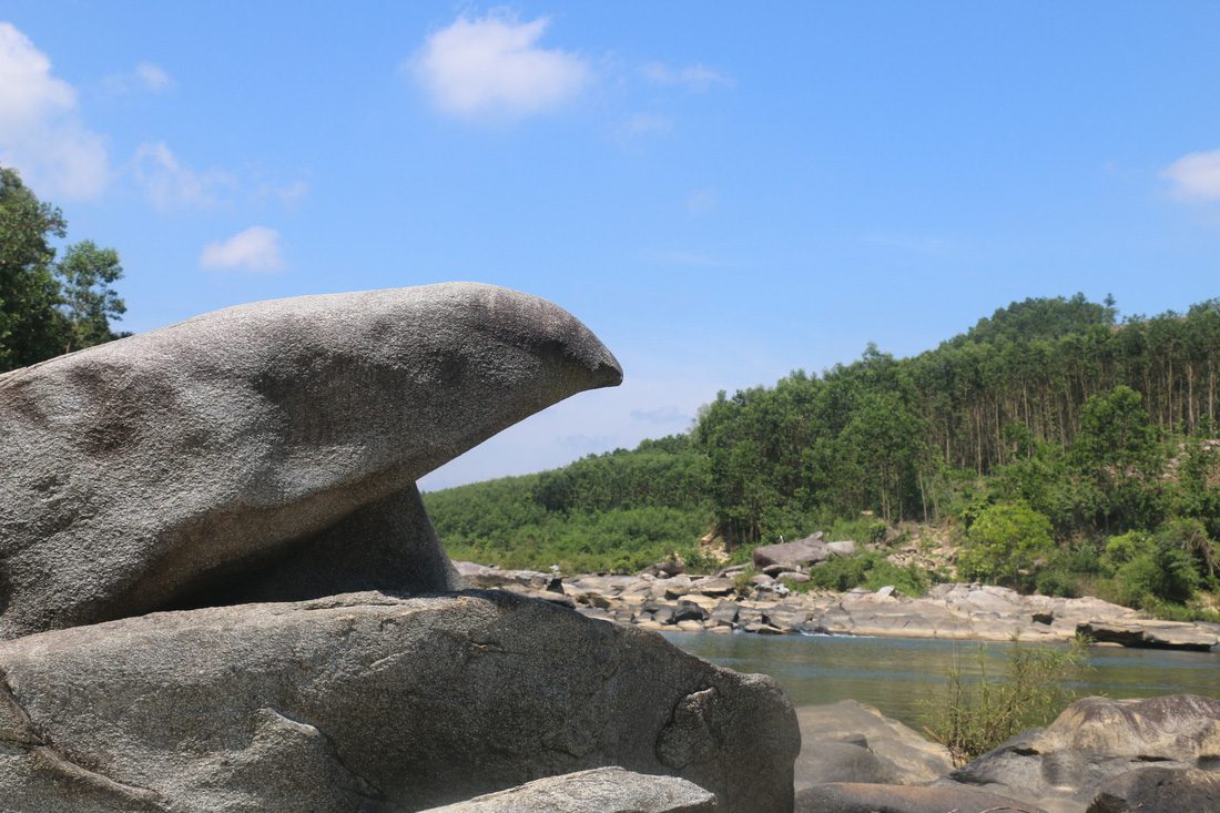 Cá Niên vượt vũ môn hóa đá ở sông Tiên. Ảnh: NVM